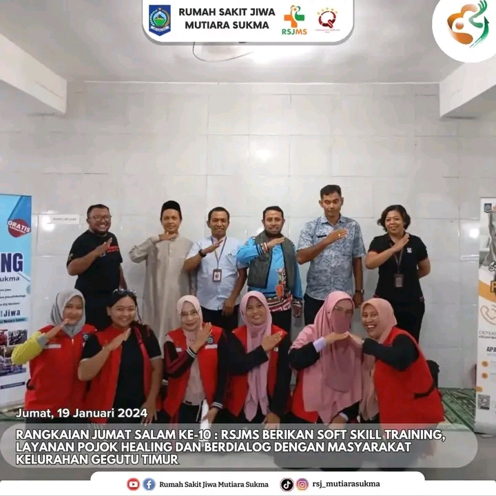 RANGKAIAN JUMAT SALAM KE - 10 : RSJMS BERIKAN SOFT SKILL TRAINING,LAYANAN POJOK HEALING DAN BERDIALOG DENGAN MASYARAKAT KELURAHAN GEGUTU TIMUR